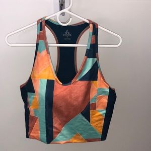 Patterned, semi-lined Prana sports bra